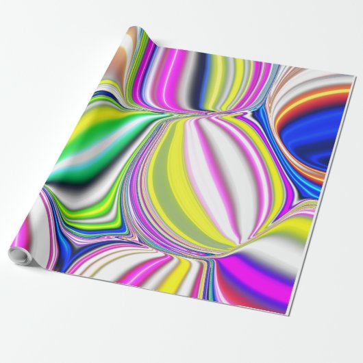 Abstract schilderen modern 3d effect in neonkol cadeaupapier (Uitgerold)