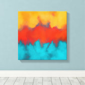 Abstract schilderen, modern blauwgroen, terracotta canvas afdruk (Insitu (Houten vloer))