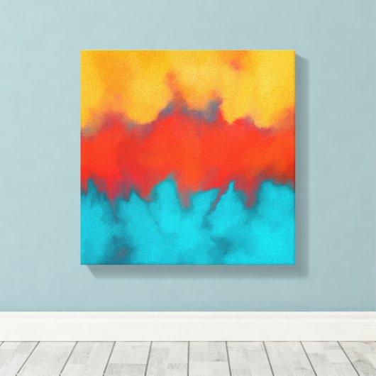 Abstract schilderen, modern blauwgroen, terracotta canvas afdruk (Insitu (Houten vloer))