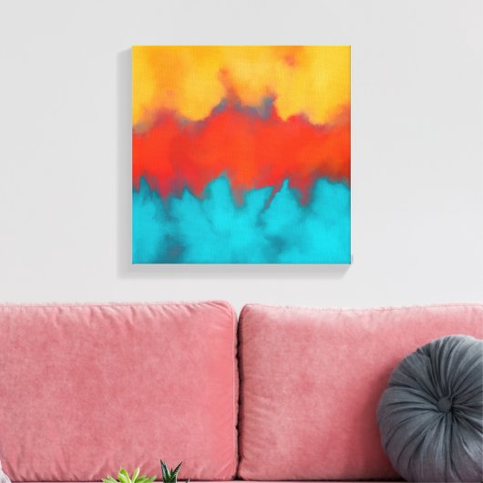 Abstract schilderen, modern blauwgroen, terracotta canvas afdruk (Insitu (Woonkamer))