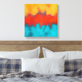 Abstract schilderen, modern blauwgroen, terracotta canvas afdruk (Insitu (Slaapkamer))
