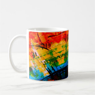 Abstract schilderen op betonwand. illustratie. koffiemok