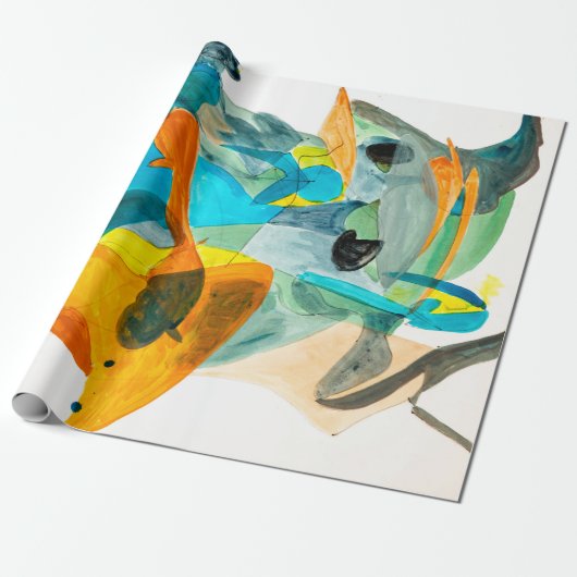 abstract schilderen op papier met levendige kleure (Uitgerold)