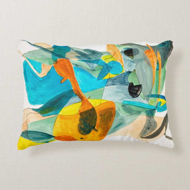 abstract schilderen op papier met levendige kleure accent kussen (Voorkant)