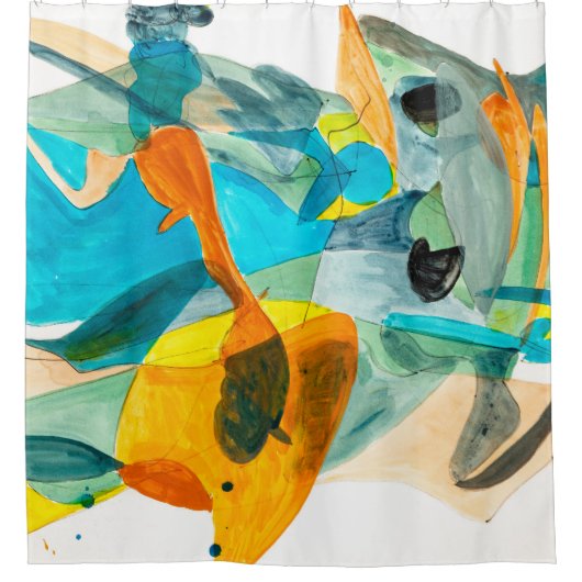 abstract schilderen op papier met levendige kleure douchegordijn (Voorkant)