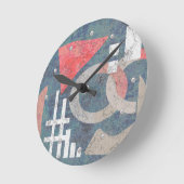 Abstract schilderen  oud blauw koraal geometrisch ronde klok (Hoek)