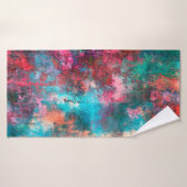 Abstract schilderen. Penseelstreken, verfvlekken. Badhanddoek (Badhanddoek)