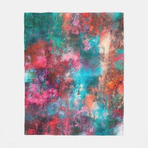 Abstract schilderen. Penseelstreken, verfvlekken. Fleece Deken