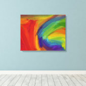Abstract schilderen | Retro Colorful 16 Canvas Afdruk (Insitu (Houten vloer))