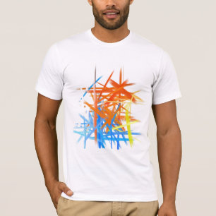 Abstract schilderen Retro Oranje Geel Blauw T-shirt
