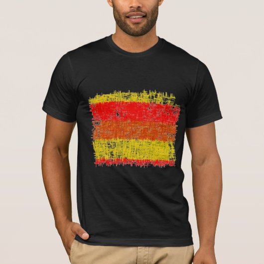 Abstract schilderen | Retro Rood en Geel T-shirt (Voorkant)