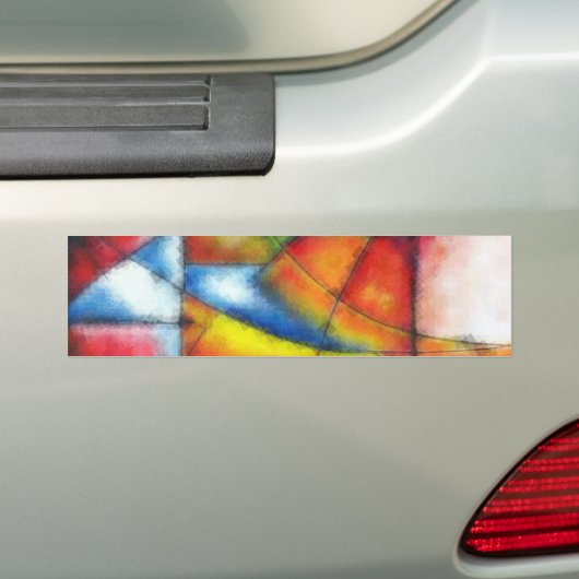 abstract schilderen rood geel groen blauw bumpersticker (Op auto)