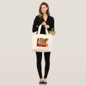 abstract schilderen rood geel groen blauw grote tote bag (Voorkant (model))
