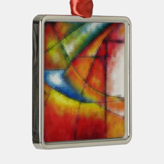 abstract schilderen rood geel groen blauw metalen ornament (Rechts)