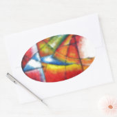 abstract schilderen rood geel groen blauw ovale sticker (Envelop)