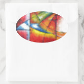 abstract schilderen rood geel groen blauw ovale sticker (Tas)