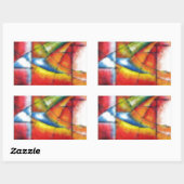 abstract schilderen rood geel groen blauw rechthoekige sticker (Vel)