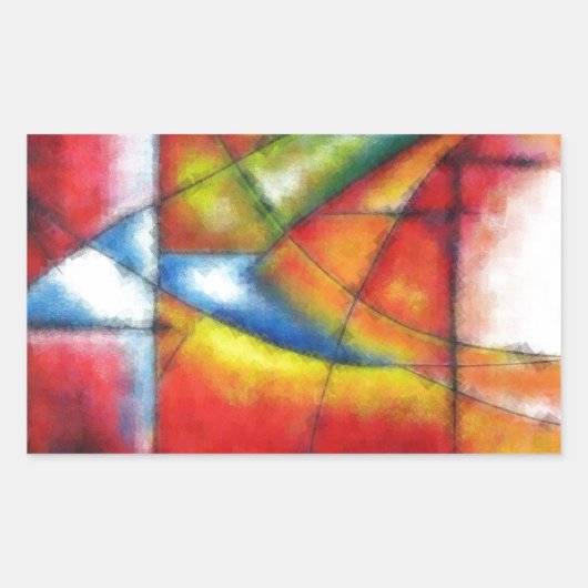 abstract schilderen rood geel groen blauw rechthoekige sticker (Voorkant)