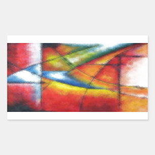 abstract schilderen rood geel groen blauw rechthoekige sticker
