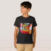 abstract schilderen rood geel groen blauw t-shirt (Voorkant volledig)