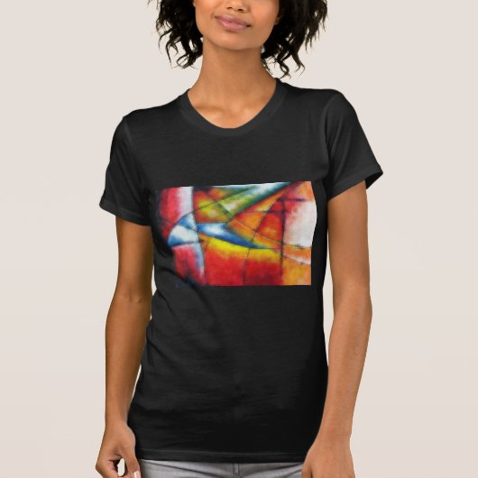 abstract schilderen rood geel groen blauw t-shirt (Voorkant)