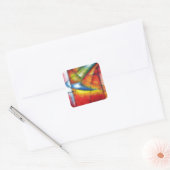 abstract schilderen rood geel groen blauw vierkante sticker (Envelop)