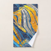 Abstract schilderen, strepen, goud, zilver, blauw bad handdoek (Handdoek)