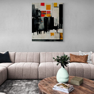 Abstract schilderen "The Battle Harbour". Canvas P Afdruk