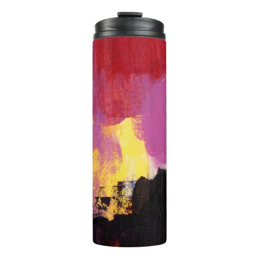 Abstract schilderen. Trendy art style. Heldere kle Thermosbeker (Voorkant)