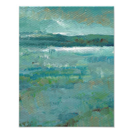 Abstract schilderen van de kusten van de oceaan foto afdruk