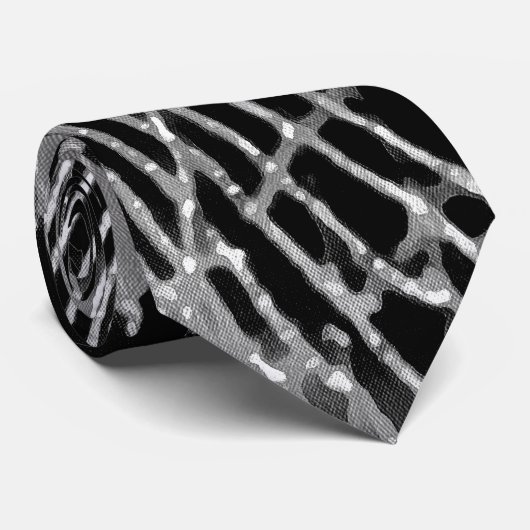 Abstract schilderen van een grijs wit kobweb op zw stropdas (Opgerold)