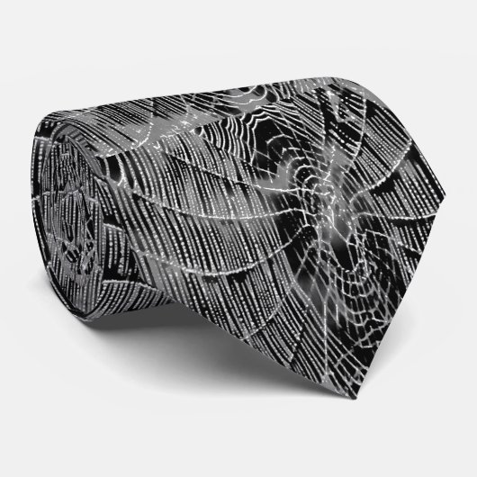 Abstract schilderen van een grijs wit kobweb op zw stropdas (Opgerold)