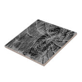 Abstract schilderen van een grijs wit kobweb op zw tegeltje (Zijkant)