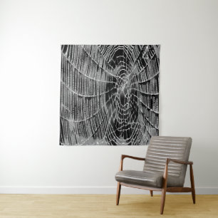 Abstract schilderen van een grijs wit kobweb op zw wandkleed
