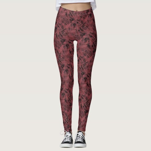 Abstract schilderen van een magenta roze kobweb leggings (Voorkant)