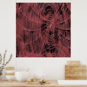 Abstract schilderen van een magenta roze kobweb poster (Keuken)