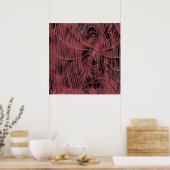 Abstract schilderen van een magenta roze kobweb poster (Keuken)