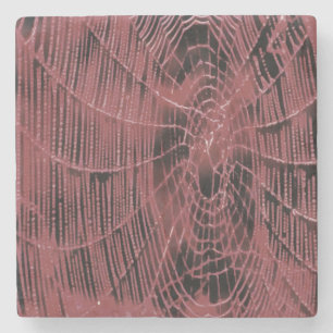 Abstract schilderen van een magenta roze kobweb stenen onderzetter
