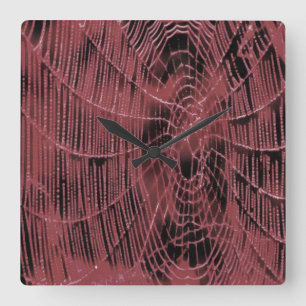 Abstract schilderen van een magenta roze kobweb vierkante klok