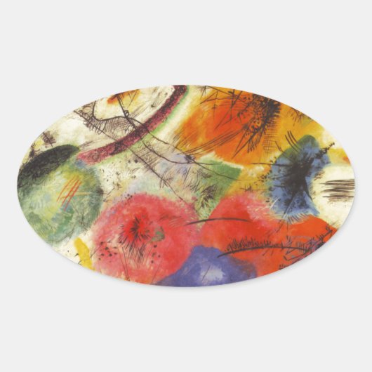 Abstract schilderen van Kandinsky Black Strokes Ovale Sticker (Voorkant)