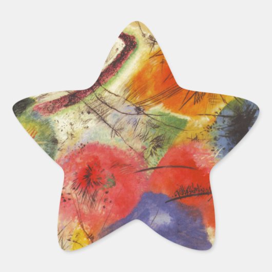 Abstract schilderen van Kandinsky Black Strokes Ster Sticker (Voorkant)