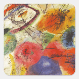 Abstract schilderen van Kandinsky Black Strokes Vierkante Sticker