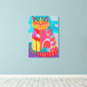 Abstract schilderen van Kat Canvas Afdruk (Insitu (Houten vloer))