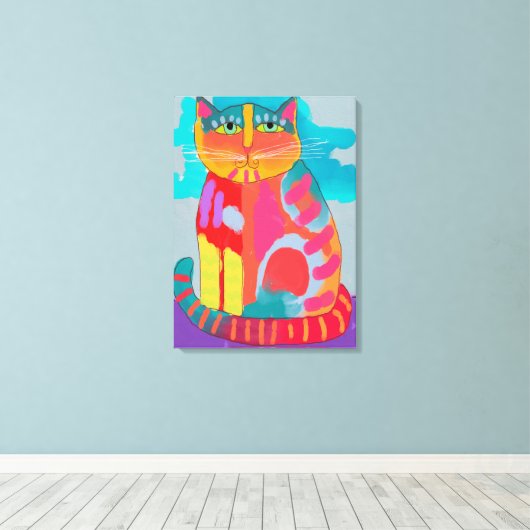 Abstract schilderen van Kat Canvas Afdruk (Insitu (Houten vloer))