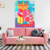 Abstract schilderen van Kat Canvas Afdruk (Insitu (Woonkamer))