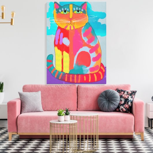 Abstract schilderen van Kat Canvas Afdruk (Insitu (Woonkamer))