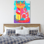 Abstract schilderen van Kat Canvas Afdruk (Insitu (Slaapkamer))