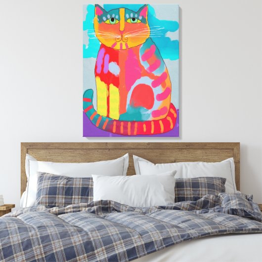 Abstract schilderen van Kat Canvas Afdruk (Insitu (Slaapkamer))