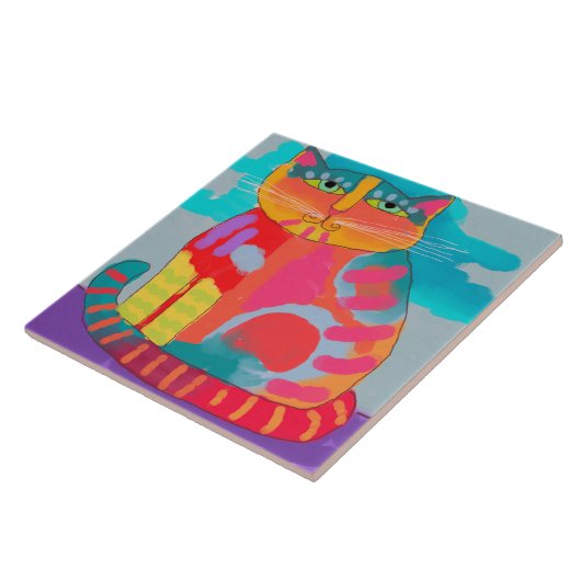 Abstract schilderen van  Kat Tegeltje (Zijkant)