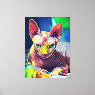 Abstract schilderen van sphynx Cat Canvas Afdruk